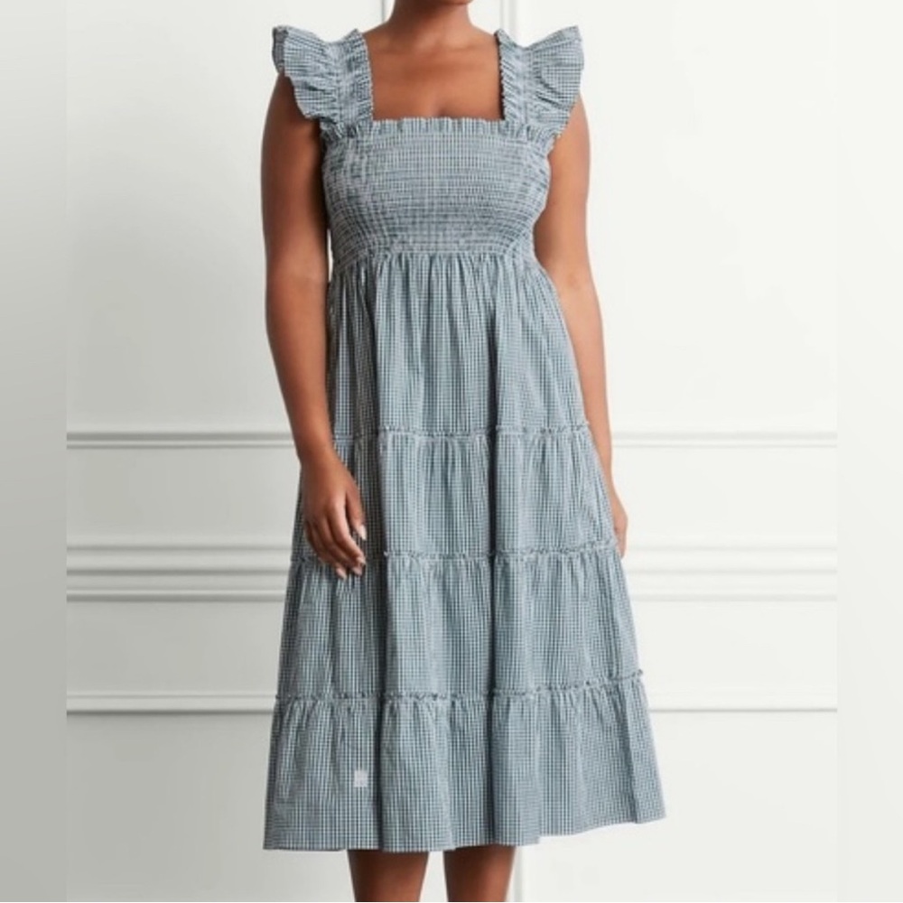 Hill House Home Ellie Emerald Gingham Checkered Nap Dress Sz Small
